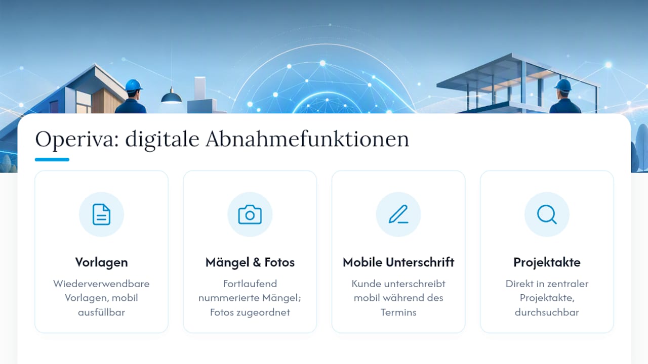 Operiva als digitale Lösung für Ihre Abnahmeprotokolle — overview diagram