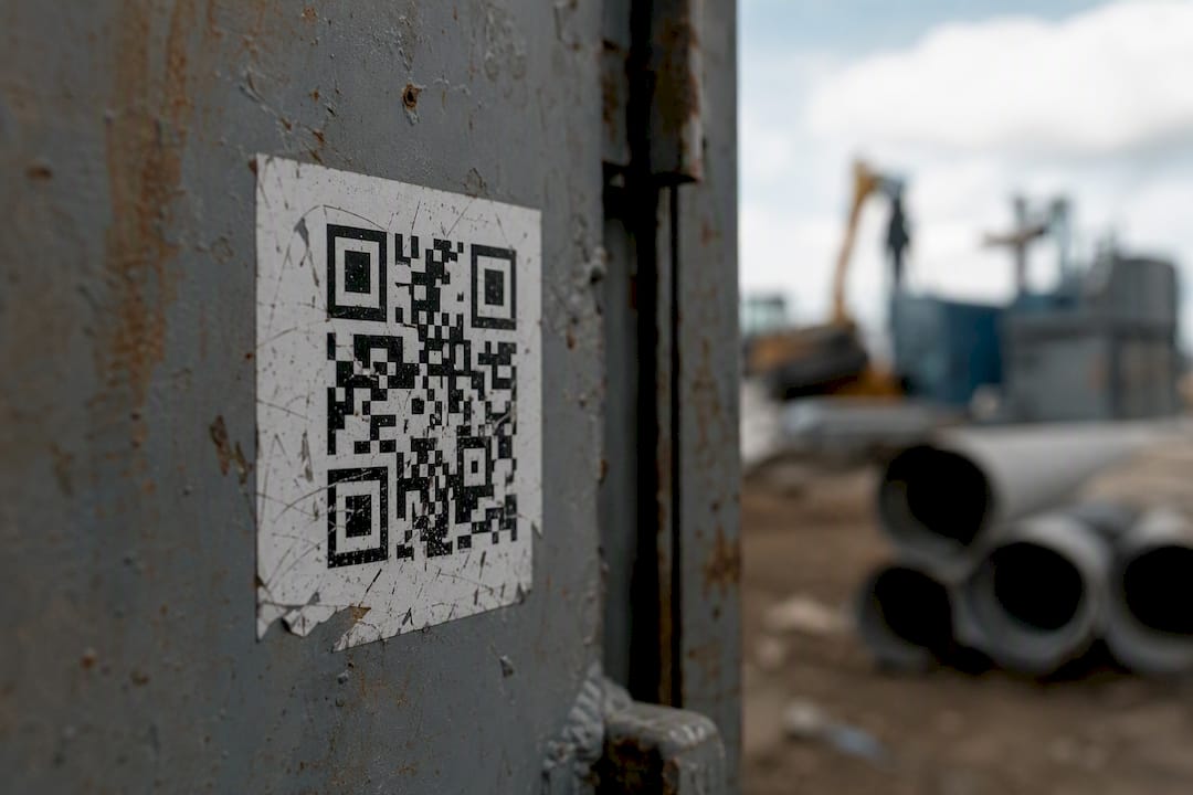 QR-Code-Aufkleber an einem Industriepanel