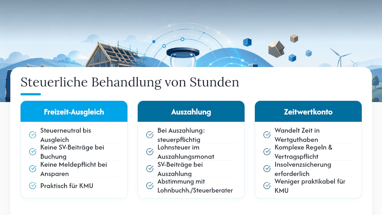 Wie werden Plus- und Minusstunden steuerlich behandelt? — overview diagram