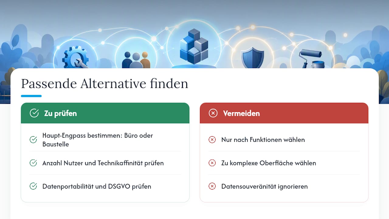 Wie finden Sie die für Ihren Betrieb passende Alternative? — overview diagram