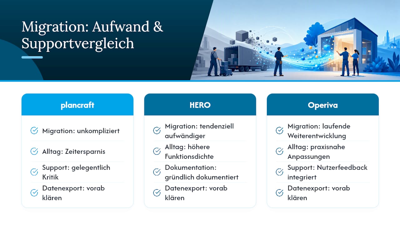 Wie gut funktioniert die Migration zu einer neuen Software? — overview diagram