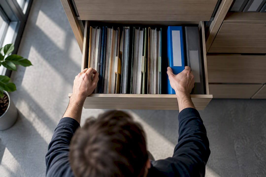 Originale Baustellenbelege im Archiv aufbewahrt