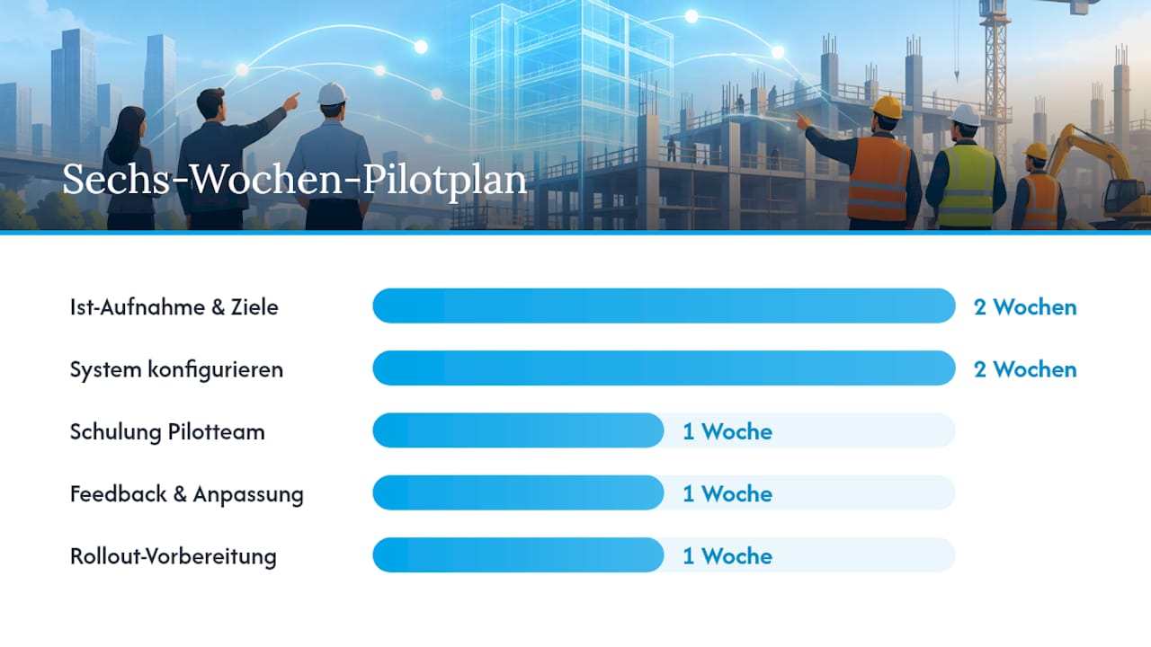 Schritt-für-Schritt-Pilotplan: In sechs Wochen produktiv — overview diagram